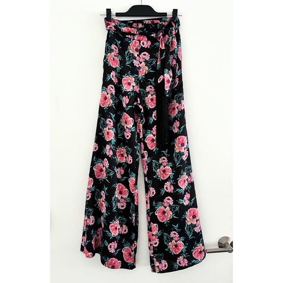 Misa Los Angeles Floral Pants with Fringe - Picture 1 of 3